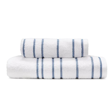 Nautical Blue Stripe Towel In Striped Towels Nautical Bathroom