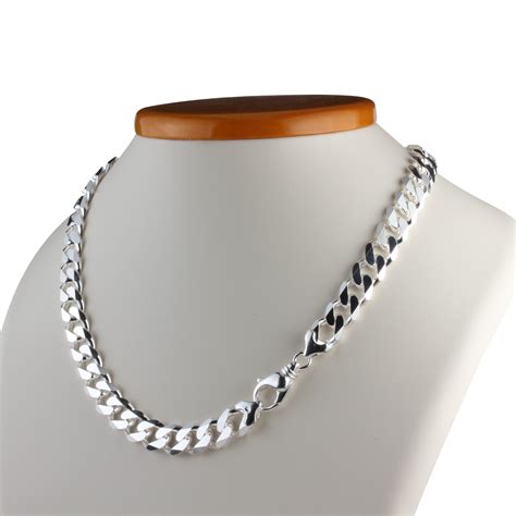 Heavy Sterling Silver Curb Chain 113mm Width Silver Chain For Men