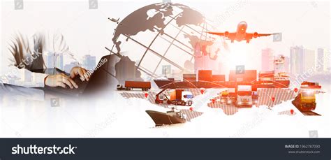 World Logistics Background Transportation Industry Shipping Stock Photo