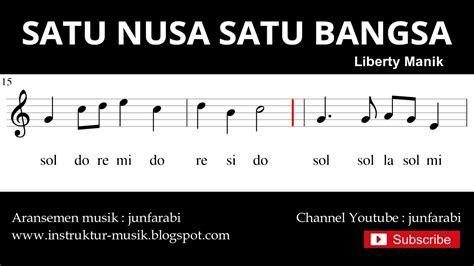 Not Satu Nusa Satu Bangsa Notasi Balok Melodi Pianika Doremi Riset