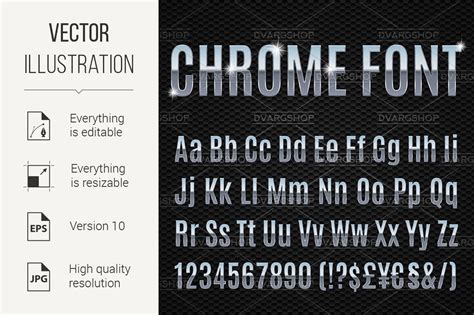 Chrome Font By Dvargshop Thehungryjpeg