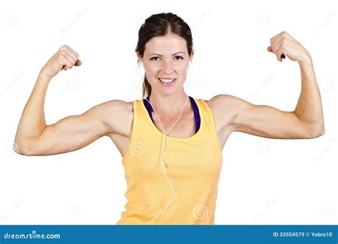 Strong Beautiful Woman Flexing Biceps Royalty Free Stock Images Image