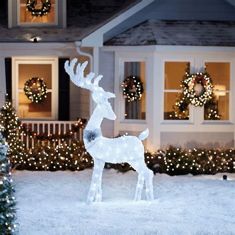 holiday living 5 33 ft freestanding buck sculpture with constant white led lights outdoor