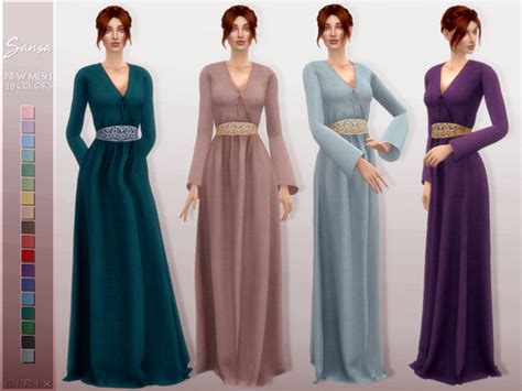 Sifixs Sansa Dress Sims 4 Dresses Dresses Sims 4