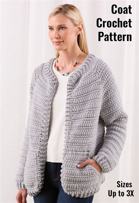 Raglan Style Coat Crochet Pattern Is Easy To Make Using Bulky Yarn