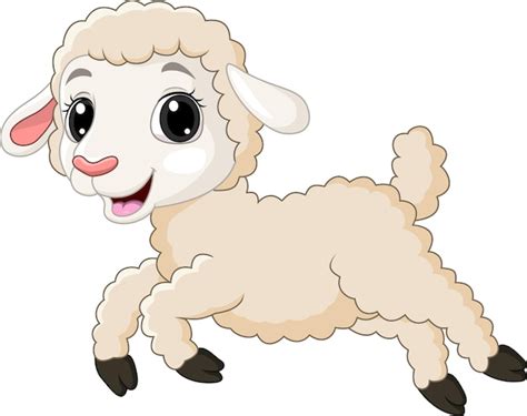 Premium Vector Cartoon Happy Lamb Isolated On White