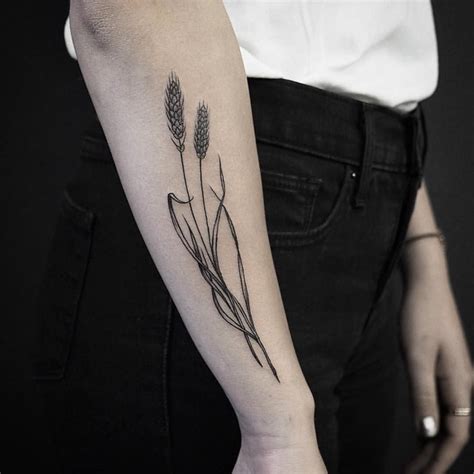 It can be inked on their feet and wrist. Straws of a wheat tattoo on the right forearm | Wheat ...