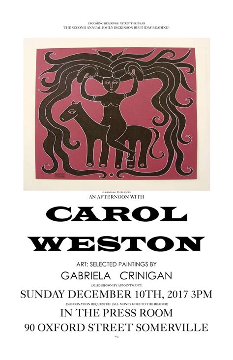 Boston Area Small Press And Poetry Scene Poet Carol Weston In The