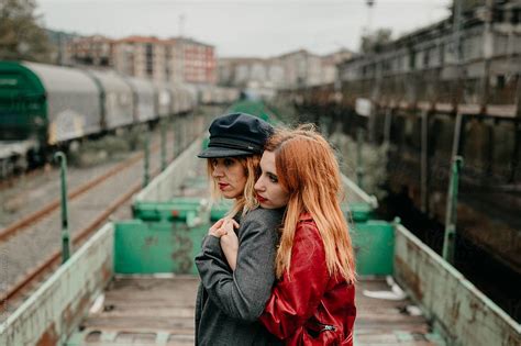 Beautiful Lesbian Couple Shoot On An Abandoned Railway Del Colaborador De Stocksy Thais Ramos