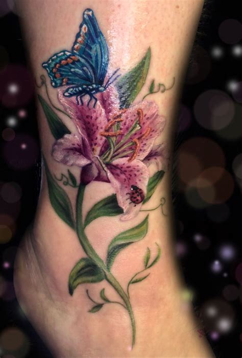 Stargazer Lily Ladybug And Butterfly By Megan Done At Rose Noir
