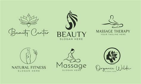 Set Of Spa Element Hand Drawn Logo With Body And Leaves Logo For Spa And Beauty Salon Boutique