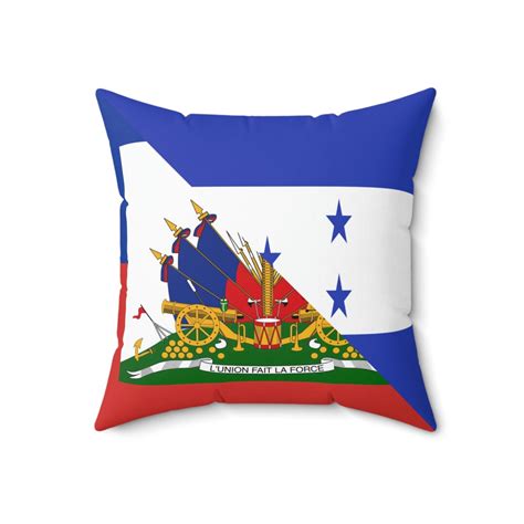 Haitian Honduran Half Haiti Honduras Flag Spun Polyester Square Pillow
