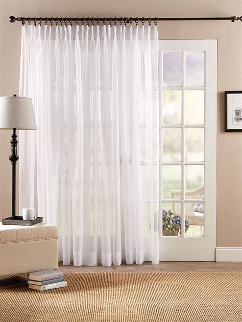 Classic Sheers 96 Inch Pinch Pleat Patio Panel White Curtains Living