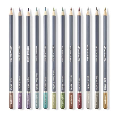 Kingart Pro Metallic Colored Pencils Set Of 12 Unique Colors