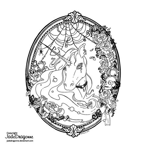 Gothic Unicorn Lineart By Jadedragonne On Deviantart