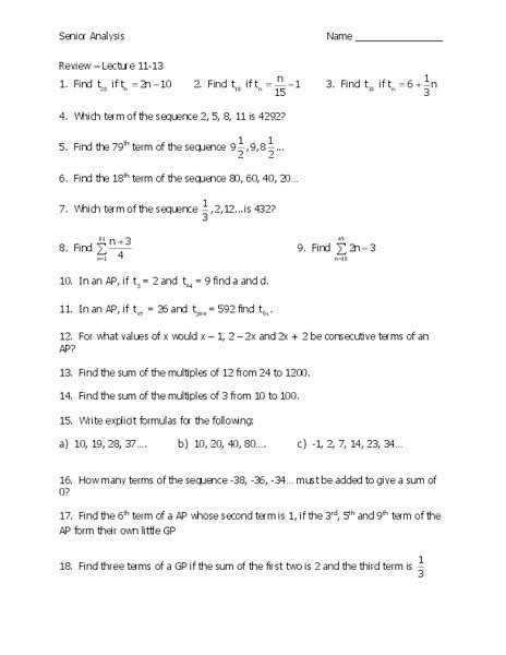 01.11.2018 · geometric sequences and series worksheet answers with worksheets 49 re mendations arithmetic and geometric sequences. Arithmetic and Geometric Sequences Worksheet for 11th ...