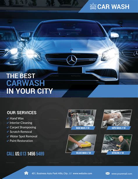 Car Wash Service Flyer Design Template In Word Psd Publisher
