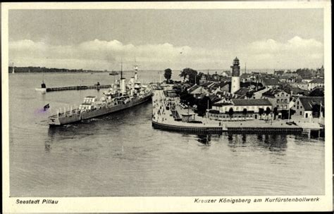 Ansichtskarte Postkarte Pillau Ostpreußen Kreuzer Akpool De