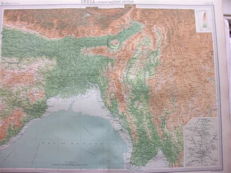 1920 Map Of India North Eastern Section Calcutta Plate 57 Times