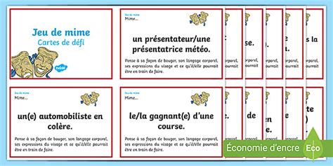 Cartes De Défi Jeu De Mime Teacher Made Twinkl