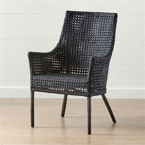 Diamond quilted velvet dining chair accent designer tub chair velvet arm chair. Maluku Black Rattan Dining Arm Chair + Reviews | Crate and ...