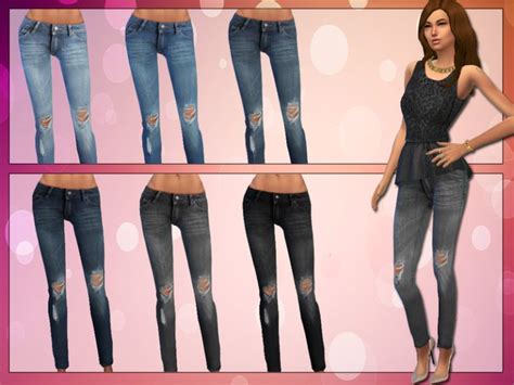 Ripped Skinny Jeans By Lollaleeloo The Sims 4 Catalog