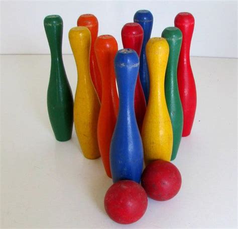 Vintage Wooden Bowling Pins And Balls By Nanascottagehouse On Etsy Blue