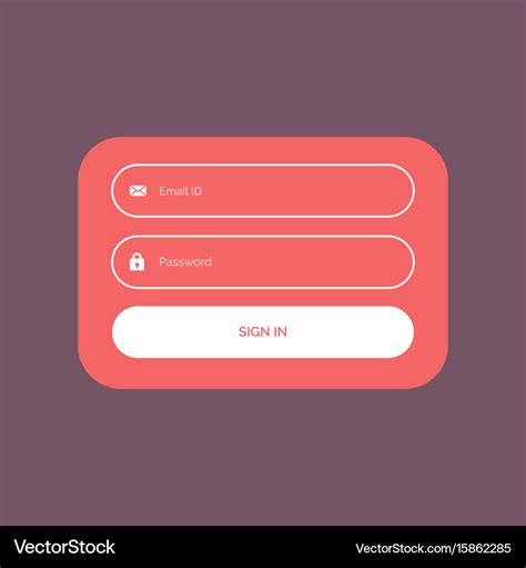 Flat Color Login Form Ui Template In White Vector Image Riset