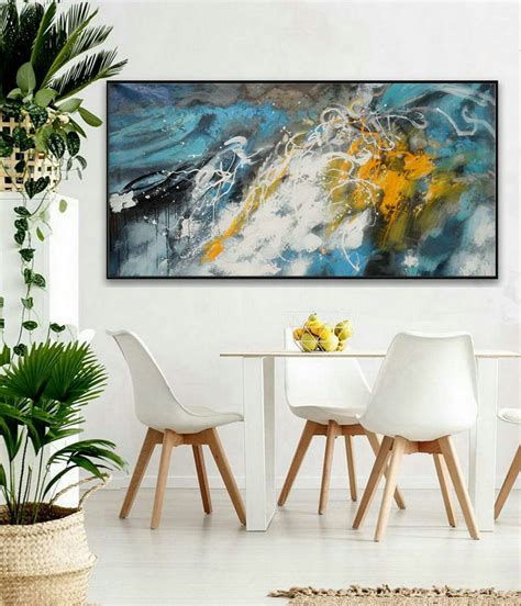 Large Colorful Panoramic Horizontal Abstract Wall Art Modern