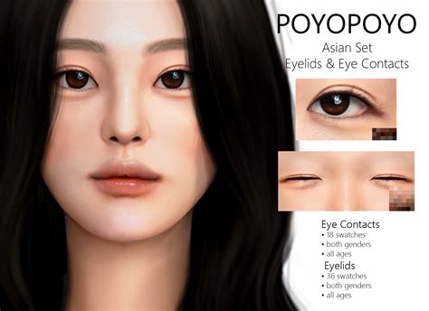 Poyopoyo Asian Set Eyelids And Eye Contacts The Sims 4 Catalog