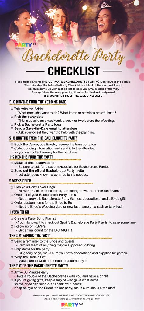 Bachelorette Party Checklist Bachelorette Party Checklist Party