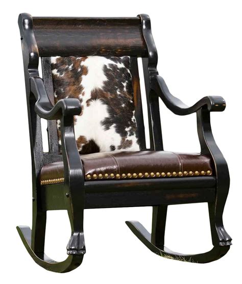 Search all products, brands and retailers of cowhide chairs: Cowhide and Leather Rocker - RusticArtistry.com - Rocking ...