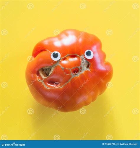 Ugly Ripe Tomatoes As Face Smile With Eyes Stock Photo Image Of