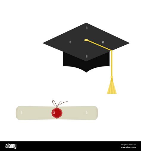 Black Graduation Cap And Diploma Scroll Web Icon Isolated On White