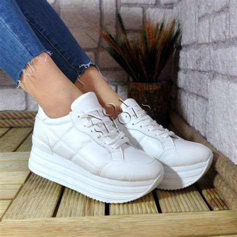 Kadın Spor Ayakkabı Yüksek Taban Mat Beyaz Günlük Sneakers Noa Shoes