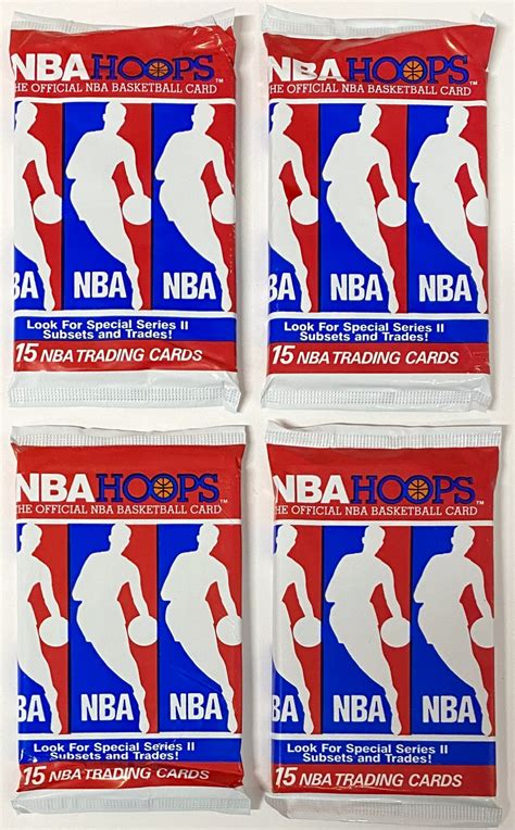 NBA Hoops 1990-91 Series 2 Basketball 4-Pack Bundle (15 Cards/Pack