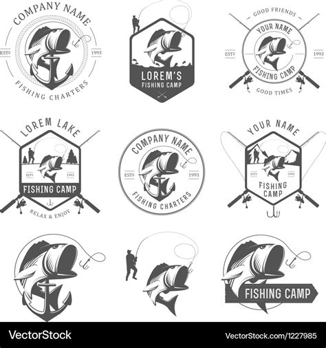 Set Vintage Fishing Labels And Badges Royalty Free Vector