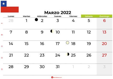 Descargar Calendario Marzo 2022 Chile Para Imprimir