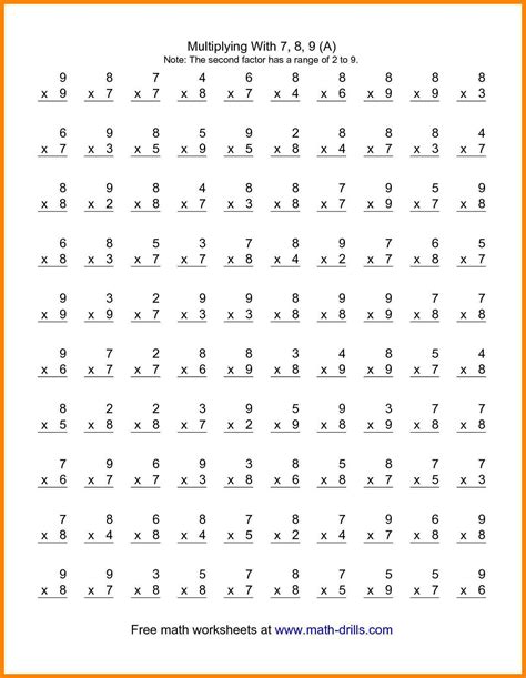 Multiplication Printable Worksheets 4th Grade Times Tables Worksheets