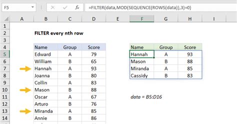 Filter Every Nth Row Excel Formula Exceljet