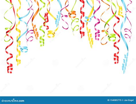Horizontal Bended Hanging Streamers Background Six Different Colors