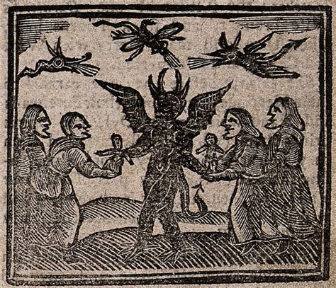 Witchcraft Witches Giving Babies To The Devil Woodcut 1720
