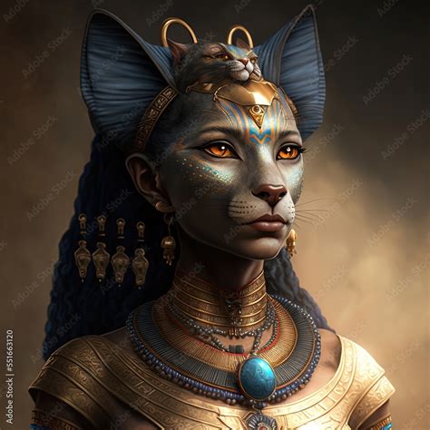 Ancient Egyptian Goddess Bastet Ancient Egyptian Catwoman With Gold Jewelry Ai Ilustração Do
