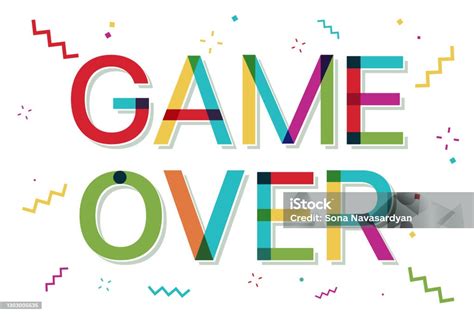 Game Over Colorful Banner With Confetti Stock Illustration Download
