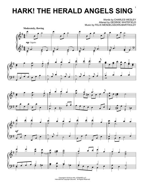 Hark The Herald Angels Sing Piano Solo Print Sheet Music Now