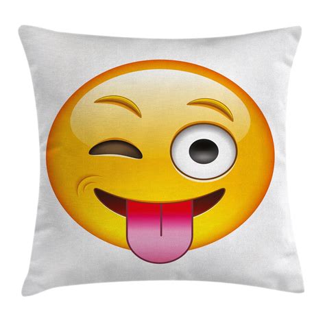Emoji Throw Pillow Cushion Cover Cartoon Like Technologic Smiley