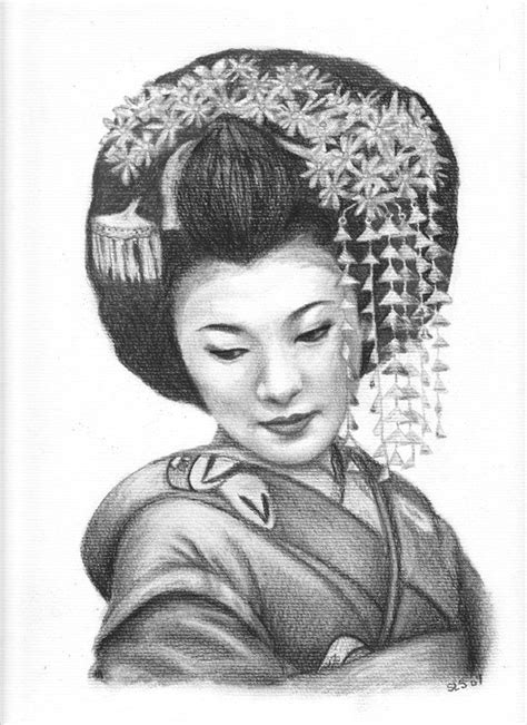 Pencil Drawings Pencil Drawings Geisha Women