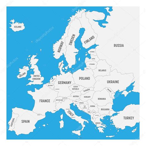 Ilustracion De Mapa Politico De Europa Con Nombres Y Mas Vectores Images