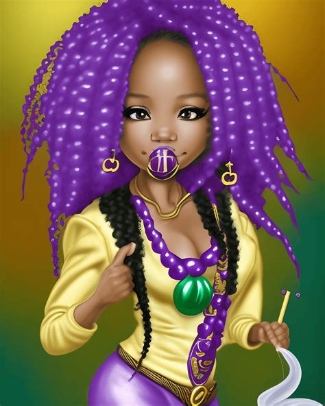Chibi Style Beautiful African American Woman · Creative Fabrica