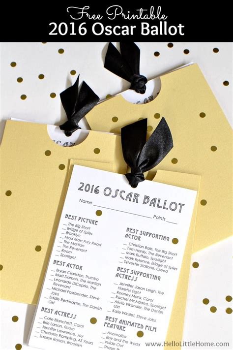 Free Printable 2016 Oscar Ballot Oscar Ballot Oscars Party Ideas